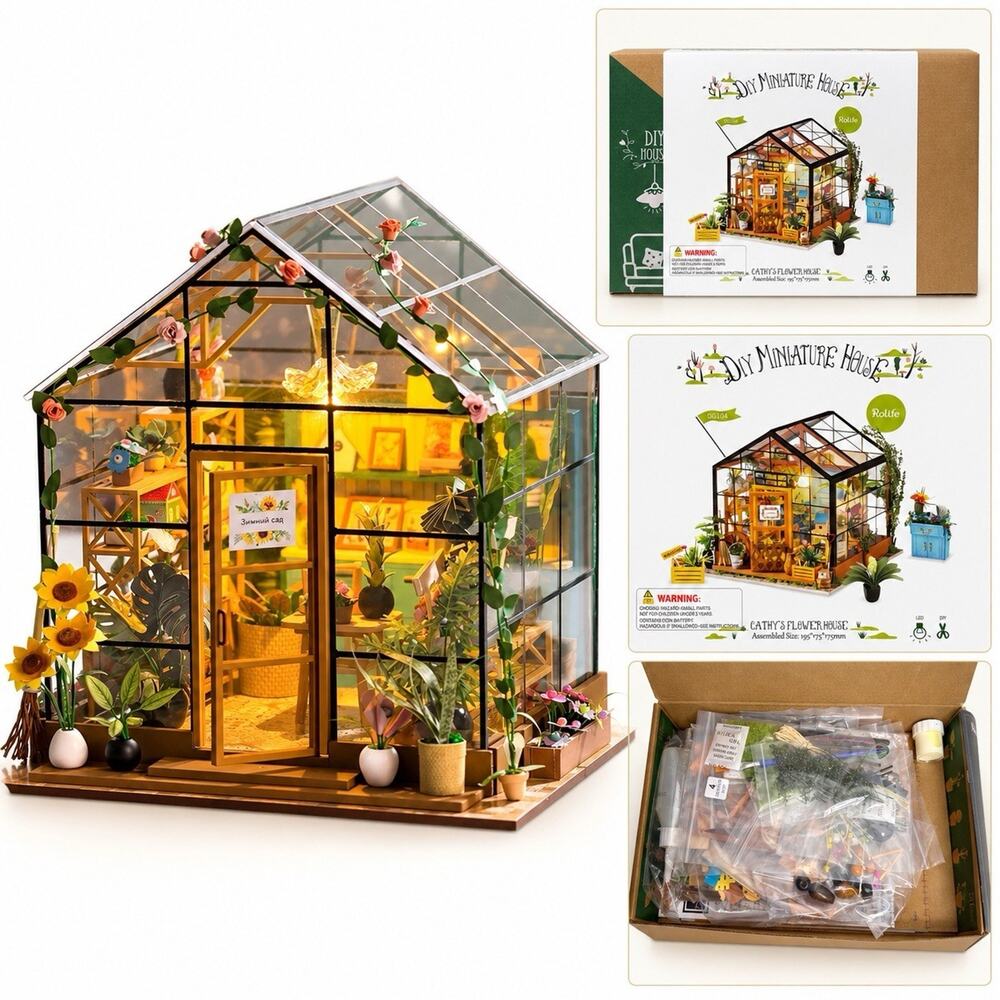 Rolife DIY Miniature House DG104 Cathy’s Flower House Greenhouse Kit New NIB